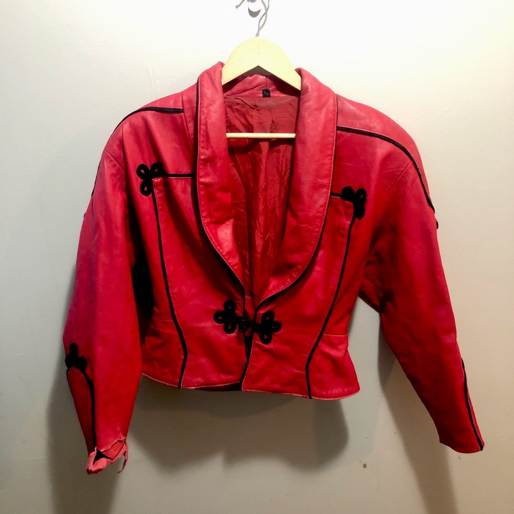 Vintage red leather coat